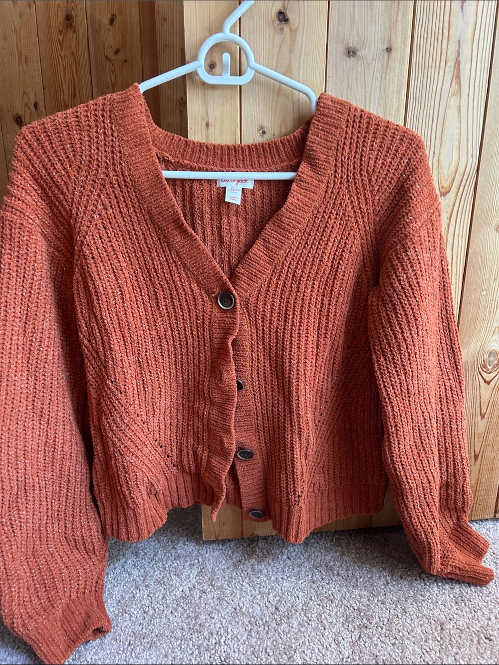 Cat & Jack Rust Orange Button-Up Knit Cardigan